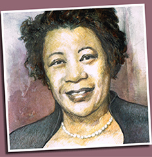 A profile of Ella Fitzgerald, including this portrait, appears on the calendar site.