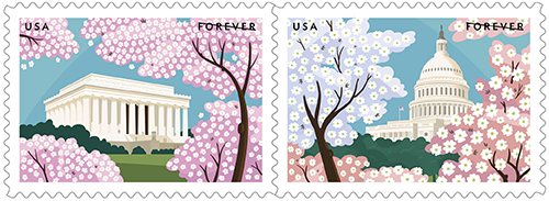 Like the 2012 cherry blossom stamps, the Gifts of Friendship stamps feature illustrations by Paul Rogers.