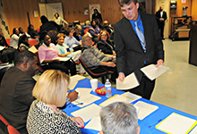 Jackson, TN, Acting Station Manager Josh Matheny networks at a recent Tennessee District career conference.