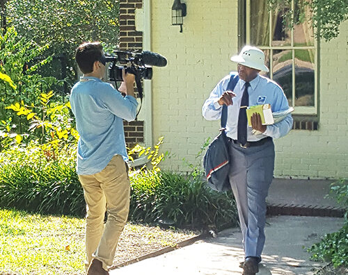 Employee delivering mail