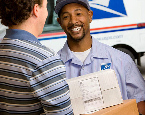 Employee delivering a package