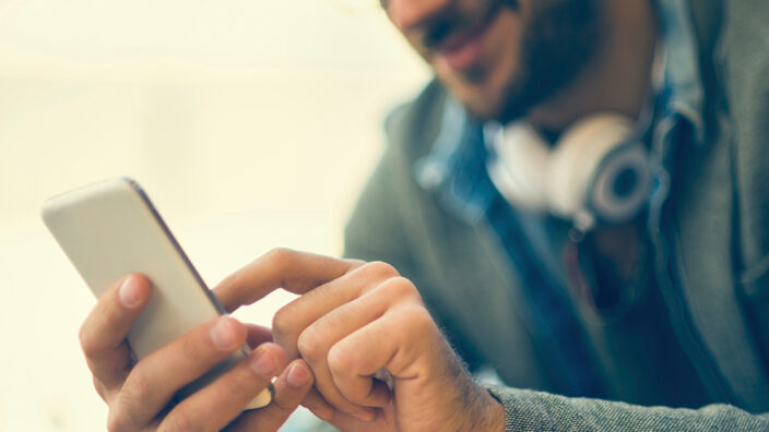 Customer using a smartphone.