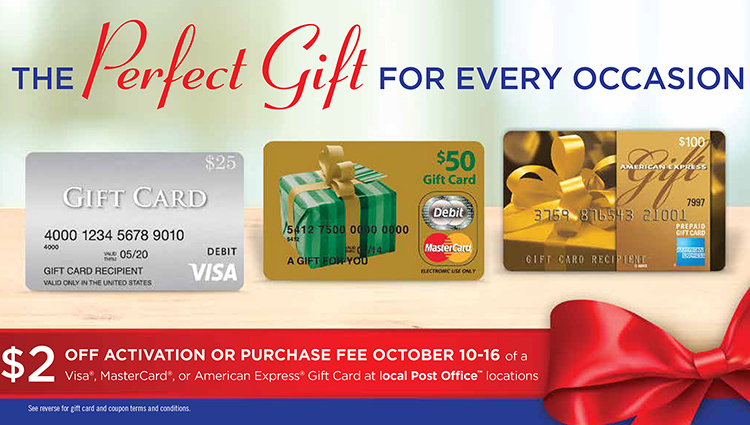 USPS is offering a gift card promotion from Oct. 10-16.
