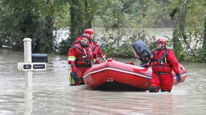 A fire and rescue crew survey damage in Columbia, SC, this week. Photo: The State newspaper