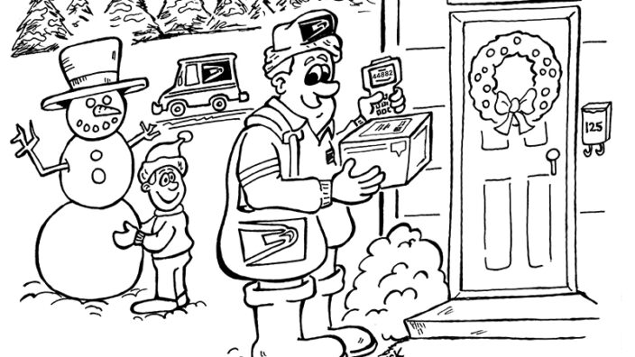 This USPS holiday coloring page can be downloaded and printed.