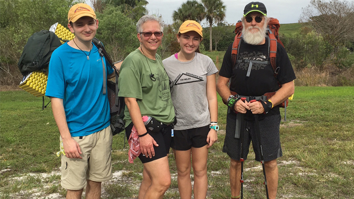 Dave and Barbara Brewington are shown during a recent hiking trip with their children, Carly and Jack.