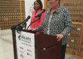 Safety Director Linda DeCarlo announces the new measures to prevent dog attacks May 11 with help from Houston Officer in Charge Chenise LeDoux.