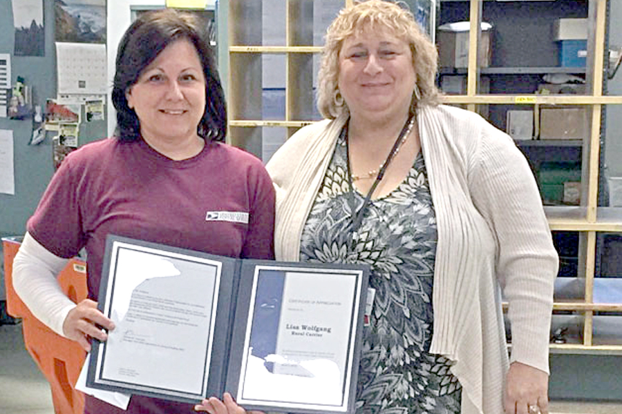 Hegins, PA, Rural Carrier Lisa Wolfgang and Post Office Operations Manager Andrea Caraciolo