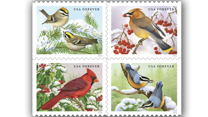 The Songbirds in the Snow stamps