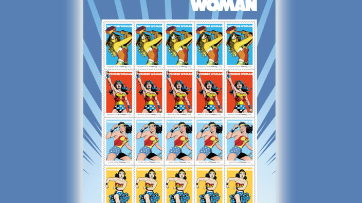 The Wonder Woman stamp pane will be released in October.