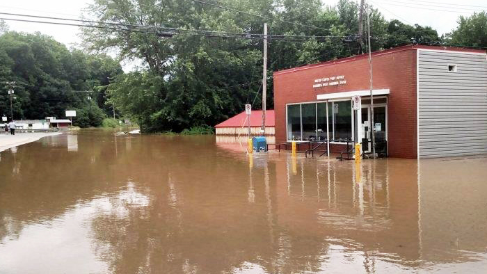 The Charmco, WV, Post Office was heavily flooded after recent storms.