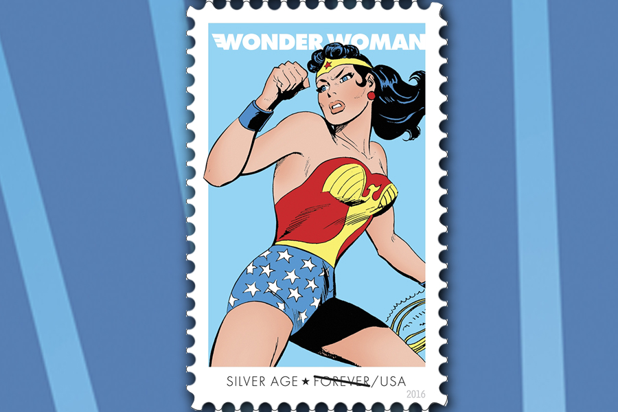 A stamp that depicts Wonder Woman during the Silver Age (1956-72) will be among four issued by USPS this fall.