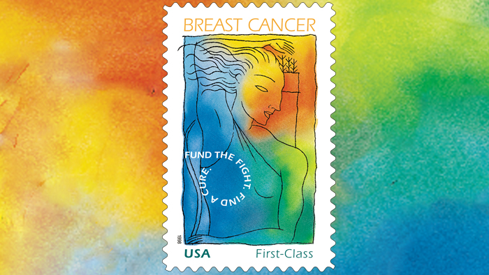 USPS encourages employees to promote the Breast Cancer Research Stamp, although they must adhere to guidelines from the Ethics Office.