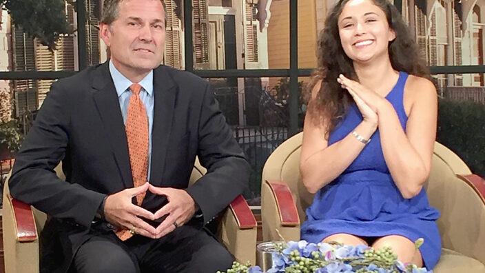 Chief Postal Inspector Guy Cottrell and Erica-Marie Sanchez appear on WWLL-TV in New Orleans recently to promote “The Inspectors.”