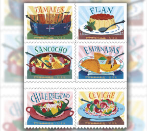 Delicioso, a booklet of 20 stamps, will celebrate the influence of Central and South American, Mexican and Caribbean foods on American cuisine.