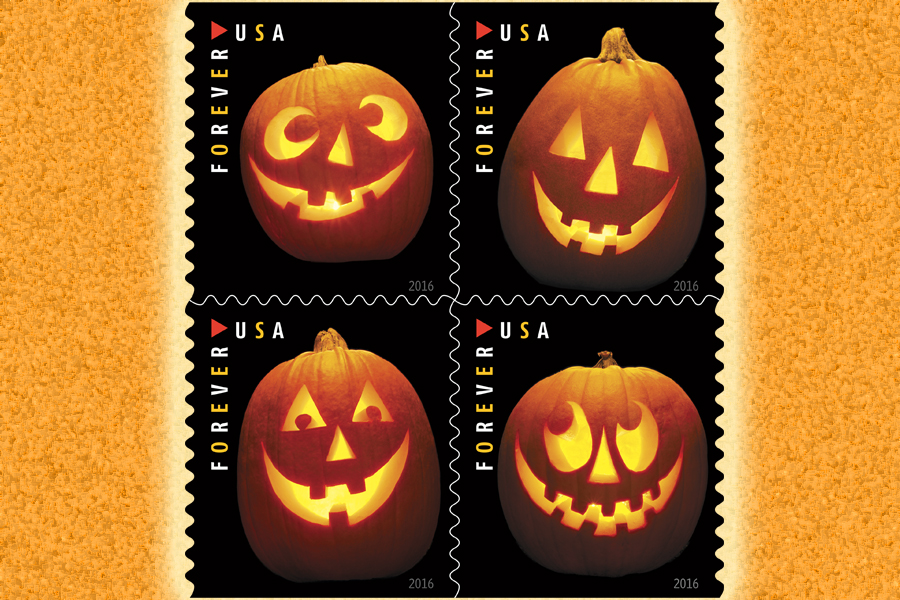 The Jack-o’-lantern stamp pane.