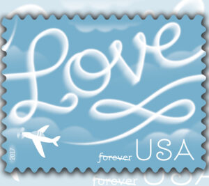 The Love Skywriting stamp will continue a Postal Service tradition of creating stamps that celebrate love.