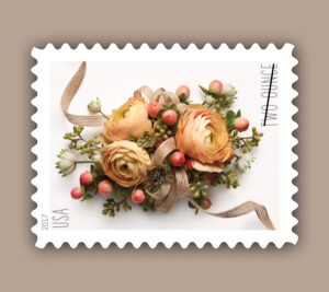 Celebration Corsage, a 2-ounce stamp, can accommodate the weight of heavy invitations for birthdays, weddings, anniversaries and other celebrations.