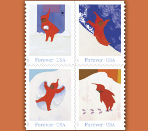 Ezra Jack Keats’ beloved story, “The Snowy Day,” will be showcased in a 20-stamp booklet.