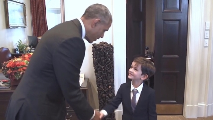 President Obama meets Alex Myteberi at the White House recently. Image: White House video