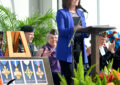 St. Louis Postmaster Cathy Vaughn leads a special dedication of the Honoring Extraordinary Heroism: The Service Cross Medals stamps.