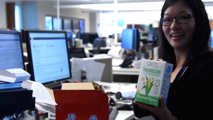 The Denver Post video ends with reporter Tamara Chuang opening the package after it’s delivered by USPS.