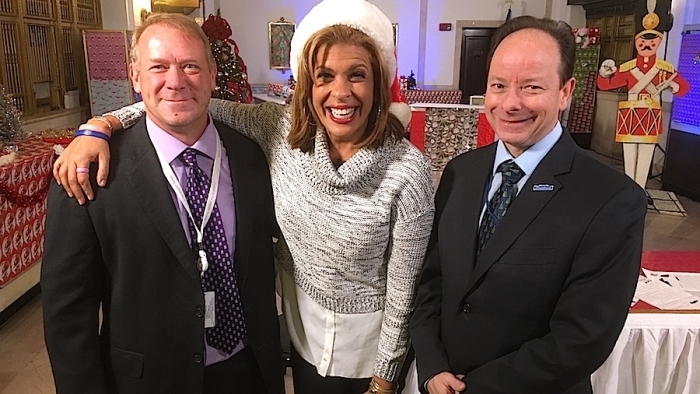 New York District Marketing Manager Allen Tanko, “Today” co-host Hoda Kotb and New York City Postmaster Kevin Crocilla gather during a break from filming the recent Operation Santa segment.