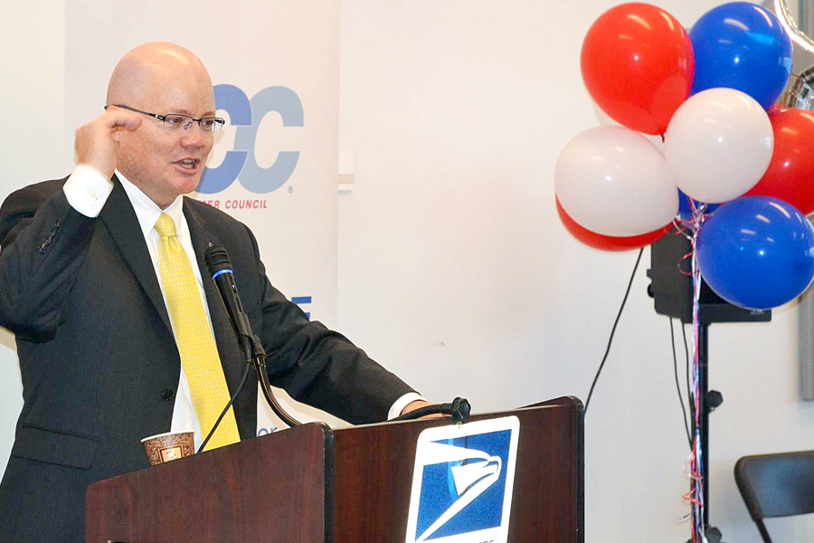 Chief Operating Officer David Williams addresses the recent Postal Customer Council boot camp in Philadelphia.