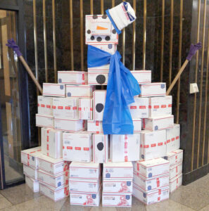 A Priority Mail snowman greets customers at the Minneapolis Main Post Office.