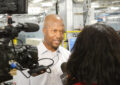 Dupree Cypress, distribution operations manager at the Suburban Maryland Processing and Distribution Center, answers a reporter’s questions about holiday shipping.