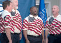 The Freedom Four Quartet musical group performs at the stamp dedication ceremony.