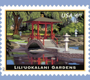 The Lili’uokalani Gardens Priority Mail stamp