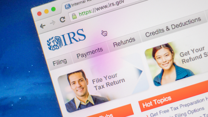 Screenshot of IRS website