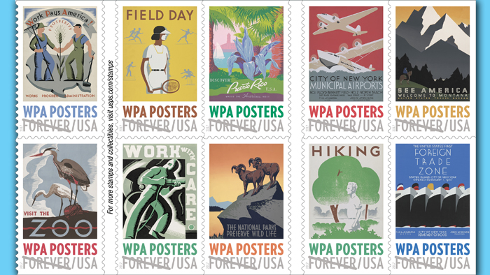 Sheet of WPA poster stamps