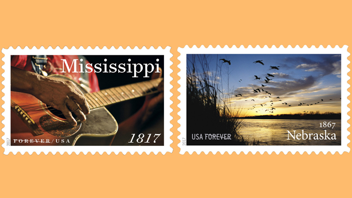 Mississippi and Nebraska stamps