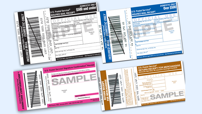 Images of four USPS forms