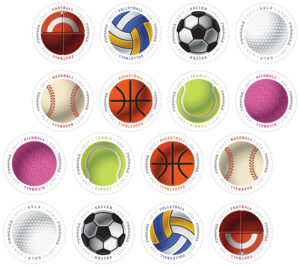 The Have a Ball! stamp sheet