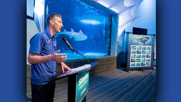 Nick Whitney speaking at Sharks ceremony