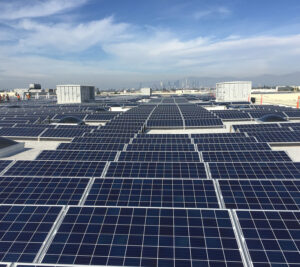 Solar panels on USPS facility roof