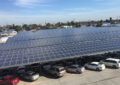 Solar panels on carport at USPS facility