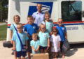 The Wirges grandchildren pose with Mary Schrader