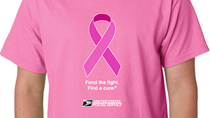 Pink USPS cancern awareness shirt
