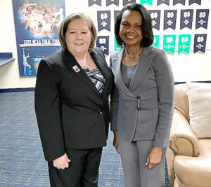 Postmaster General Megan Brennan and Condoleezza Rice