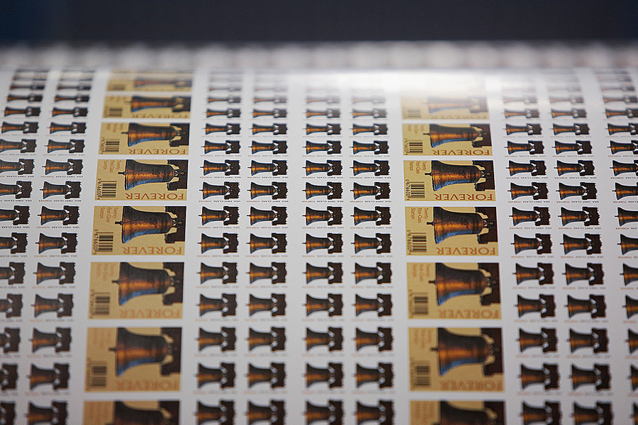 Stamps being printed