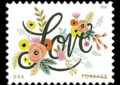 Word "love" with flowers