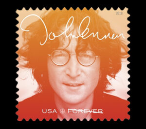 Orange portrait of John Lennon with signature
