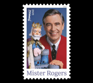 Portrait of Mr. Rogers with puppet