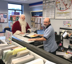 Employee and Santa