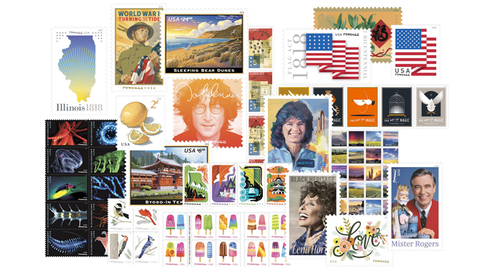 Collage of new stamps