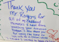 Handwritten message on Mister Rogers message board